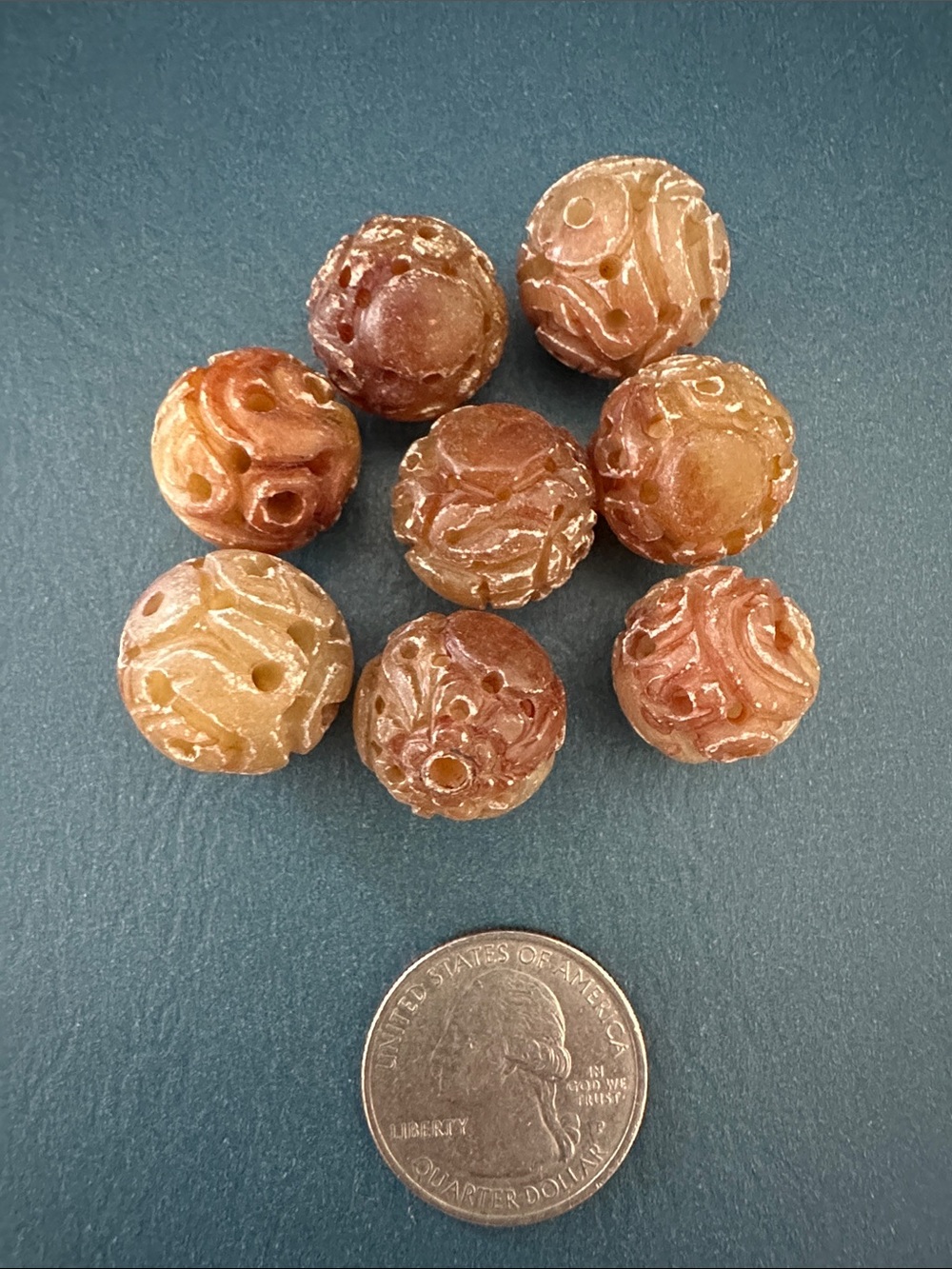 RARE Vintage Chinese Carved Stone Beads (AB)